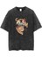 Yıkamalı Skeleton Cat Unisex Eskitme T-Shirt 2