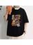 Spider-Cat Baskılı Siyah Oversize T-Shirt 1