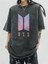 Yıkamalı Bts Logo Unisex Eskitme T-Shirt 1