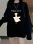 Happy Duck Siyah Unisex Oversize Bisiklet Yaka Sweatshirt 3