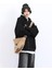 Stars Baskılı Baskılı Oversize Fermuarlı Siyah Unisex Kapüşonlu Hırka 5