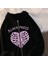 Black Three Cage Heart Baskılı Oversize Fermuarlı Siyah Unisex Kapüşonlu Hırka 2