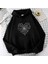 Heart Web Baskılı Siyah Unisex Oversize Kapüşonlu Sweatshirt 1