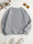 Ribbon Baskılı Gri Unisex Oversize Bisiklet Yaka Sweatshirt 5