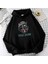 You Bum Cat Baskılı Siyah Unisex Oversize Kapüşonlu Sweatshirt 2