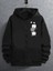 Cute Cat Baskılı Oversize Fermuarlı Siyah Unisex Kapüşonlu Hırka 1