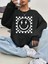 Dama Desen Smile Baskılı Siyah Unisex Oversize Bisiklet Yaka Sweatshirt 1