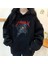 Metallica Baskılı Siyah Unisex Oversize Kapüşonlu Sweatshirt 1