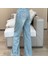 Kurdele Detaylı Baggy Yıkamalı Mavi Jean 4