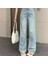 Kurdele Detaylı Baggy Yıkamalı Mavi Jean 5