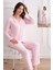 Renk ve Desen Seçenekli Dokuma Kumaş Önden Düğmeli Kadın Pijama Takımı 69751 2