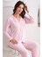 Renk ve Desen Seçenekli Dokuma Kumaş Önden Düğmeli Kadın Pijama Takımı 69751 3