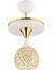 Yağmur Kristal Top Beyaz Gold Yaldızlı Tepsili Tekli Modern Lüks Avize 4
