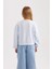 Kız Çocuk Mavi Regular Fit Düz Kesim Bisiklet Yaka Basic Düz Pamuklu Sweatshirt B7788A8NS 5