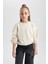 Kız Çocuk Ekru Regular Fit Düz Kesim Bisiklet Yaka Basic Düz Pamuklu Sweatshirt B7788A8NS 1