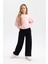 Kız Çocuk Pembe Regular Fit Düz Kesim Bisiklet Yaka Basic Düz Pamuklu Sweatshirt B7788A8NS 2