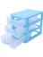 Mini Yarı Saydam Çekmece Tipi Plastik Saklama Kutusu (Mavi 3 Katlı), (Yurt Dışından) 1