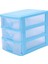 3x Mini Yarı Saydam Çekmece Tipi Plastik Saklama Kutusu (Mavi 3 Katlı) (Yurt Dışından) 3