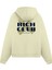 Krem Unisex Oversize Fit Pamuklu Kapüşonlu Sweatshirt 1