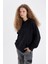 Oversize Geniş Kalıp Kapüşonlu Kanguru Cepli Kalın Basic Düz Sweatshirt C7805AX24WN 4