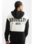 DeFactoFit Siyah NBA Brooklyn Nets Comfort Fit Kapüşonlu Sweatshirt C9252AX24AU 1