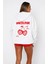 The Champ Clothing White Fox Kadın Gri Melanj With Love In The Moment Baskılı Kapüşonlu Kanguru Cepli Oversize Hoodie 4