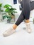 Günlük Kadın Sneaker Bağcıklı Yıldız Detaylı Tırtıklı Taban Oval Burunlu Rahat Spor Ayakkabı 602 4