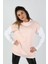 Kadın Kolları Renkli Sweatshirt Pembe 2