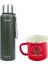 Çelik Termos 1,5 Lt Yeşil OUT-5100+EMAYE Camping 330 ml Kupa OUT-1900 Kırmızı ORC-069-B-K2 1