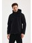 Siyah Erkek %100 Su Geçirmez Içi Polarlı Iç Çepli Çıkartılabilir Kapüşonlu Softshell Mont&kaban 1