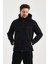 Siyah Erkek %100 Su Geçirmez Içi Polarlı Iç Çepli Çıkartılabilir Kapüşonlu Softshell Mont&kaban 3