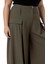 Büyük Beden Şalvar Kesim Beli Arkadan ve Paçası Lastikli Derin Plikaşe Detaylı Haki Pantolon 4