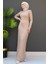 Simli Kare Desen Elbise Gold 1