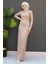 Simli Kare Desen Elbise Gold 2