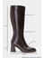 Paradis Kahverengi Cilt Kadın Kalın Topuklu Çizme 3