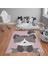 Kaymaz Tabanlı Yıkanabilir Kedi Desenli Çocuk Halısı Dot Taban Halı 1