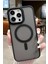 Apple iPhone 13 Pro Max Uyumlu Kablosuz Şarj Destekli Antişok Korumalı Mat Siyah Buzlu Yüzeyli Sert Kılıf 2