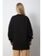Kadın Siyah Bisiklet Yaka Yırtmaç Detaylı Balon Kol 2 İplik Sweatshirt 5