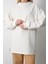 Kadın Ekru Bisiklet Yaka Yırtmaç Detaylı Balon Kol 2 İplik Sweatshirt 3
