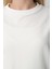 Kadın Ekru Bisiklet Yaka Yırtmaç Detaylı Balon Kol 2 İplik Sweatshirt 4