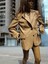 MODAYİĞİT Camel Rengi Leopar Astarlı Kadın Deri Şık Blazer Ceket 3