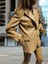 MODAYİĞİT Camel Rengi Leopar Astarlı Kadın Deri Şık Blazer Ceket 4