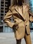 MODAYİĞİT Camel Rengi Leopar Astarlı Kadın Deri Şık Blazer Ceket 1