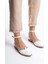 Kadın Emil Shoes Beyaz Taş Detaylı Bilek Kemerli Babet Ayakkabı 1