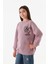 3 Iplik Kalp ve Yazı Baskılı Kız Çocuk Sweatshirt 1