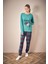 Bonjour Yazı Nakışlı 2 Li Kadife Pijama Takımı 3