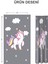Dijital Baskı Yıkanabilir Unicorn Desenli 2 Kanat Bebek ve Çocuk Odası Fon Perdesi 2