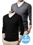 2'li Erkek V Yaka Uzun Kol Triko Tüylenmez Süveter Erkek Slim Fit Süveter 4
