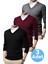 3'lü Erkek V Yaka Uzun Kol Triko Tüylenmez Süveter Erkek Slim Fit Süveter 1