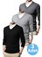 3'lü Erkek V Yaka Uzun Kol Triko Tüylenmez Süveter Erkek Slim Fit Süveter 5